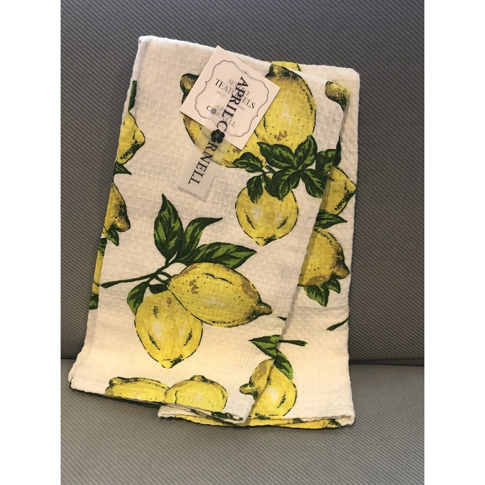 New April Cornell Lemons Lemon Tree Waffle Weave Cotton Kitchen Tea (2)T…